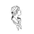 Hand drawn illustration of a woman sailor outline