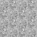 Hand-drawn illustrations. Black and white abstraction. Seamless pattern. Royalty Free Stock Photo