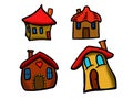 Children book illustration funny houses