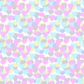 Hand-drawn illustrations. Multi-colored hearts. Postcard Valentine's Day. Seamless pattern.