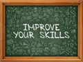 Hand Drawn Improve Your Skills on Green Chalkboard.