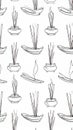 Hand Drawn Incense Sticks and Holders Seamless Pattern Royalty Free Stock Photo
