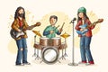 Hand drawn indie music illustration Vector illustration. Royalty Free Stock Photo