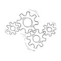 Hand drawn industrial cog and gear sketch graphic Royalty Free Stock Photo