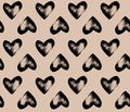 Hand drawn ink brush testured hearts pattern