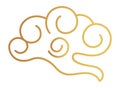 Hand drawn ink cloud. Golden line ornament Royalty Free Stock Photo