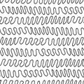 Hand drawn ink doodle simple wave pattern. Monochrome colors. Expressive seamless abstract background in black and white Royalty Free Stock Photo