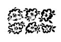 Hand drawn ink drawing flowers with leaves Royalty Free Stock Photo