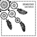 Hand-drawn with ink dreamcatcher with feathers Royalty Free Stock Photo