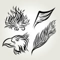 Hand drawn ink Eagle wing feather