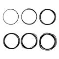 Hand drawn ink line circles or scribble circles vector collection. Circular doodle sketch scribbles or round frames isolated on Royalty Free Stock Photo