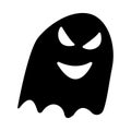 Hand drawn ink sketch. Simple children`s drawing. Cartoon style. Cute and funny. Black ghost on white background. Halloween