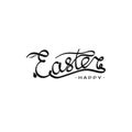 Hand drawn inscription Easter template with rabbit silhouette in letter E. Vector illustration for design headline Royalty Free Stock Photo