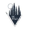 Hand drawn inspirational badge with textured forest vector illustration Royalty Free Stock Photo