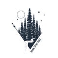 Hand drawn inspirational badge with textured forest vector illustration. Royalty Free Stock Photo