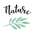 Hand drawn inspirational label with leaves