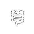 Hand drawn Intestines. doodle linear icon. isolated on white