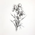 Hand Drawn Iris Flowers: Tattoo-inspired Minimalistic Composition