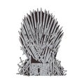 Hand drawn iron throne of Westeros made of antique swords or metal blades. Ceremonial chair built of weapon on