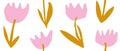 Seamless Vector Pattern with Pink Abstract Tulips on a White Background. Royalty Free Stock Photo