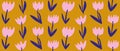 Hand Drawn Irregular Floral Seamless Vector Pattern with Pink Abstract Tulips. Royalty Free Stock Photo