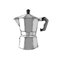 Hand drawn Italian coffee maker or moka pot isolated on white background Royalty Free Stock Photo