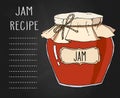 Hand drawn jam jar recipe template Royalty Free Stock Photo