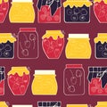 Hand-drawn jam jar. Vector seamless pattern Royalty Free Stock Photo