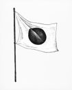 Hand drawn Japanese flag with pole