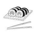 Hand drawn Japanese sushi set Royalty Free Stock Photo