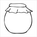 Hand drawn jar. Contour sketch. Kitchen objects doodle style. Vector illustration isolated on white background. Alchemy and Royalty Free Stock Photo