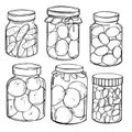 Jars of pickles and  jam. Vector  illustration Royalty Free Stock Photo