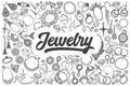 Hand drawn jewelry vector doodle set.