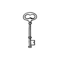 Hand Drawn Key isolated on white background vector illustration Royalty Free Stock Photo