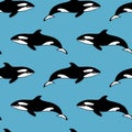 Hand drawn killer whale pattern Royalty Free Stock Photo