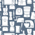 Kitchen appliances set. Vector seamless pattern Royalty Free Stock Photo