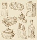 Hand drawn kitchen set Royalty Free Stock Photo