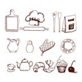 Hand drawn kitchen set Royalty Free Stock Photo