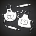 Hand drawn kitchen set. Vector illustration isolated on gray background. Royalty Free Stock Photo