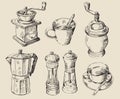 Hand drawn kitchen set Royalty Free Stock Photo