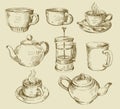Hand drawn kitchen set Royalty Free Stock Photo