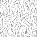Hand drawn kitchen utensil seamless pattern Royalty Free Stock Photo