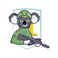 Hand drawn koala character. This is a cartoon portrait of a Ukrainian warrior girl