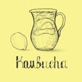 Hand Drawn Kombucha Beverage and Lettering