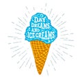 Hand drawn label with ice cream vector illustration. Royalty Free Stock Photo