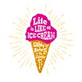 Hand drawn label with ice cream vector illustration. Royalty Free Stock Photo