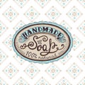 Hand drawn label and pattern for handmade soap bar