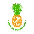 Hand drawn label with textured pineapple vector illustration.