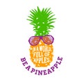 Hand drawn label with textured pineapple vector illustration.