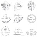 Hand drawn labels and elements collection for organic food and drink.Elements collection for food market labels Royalty Free Stock Photo